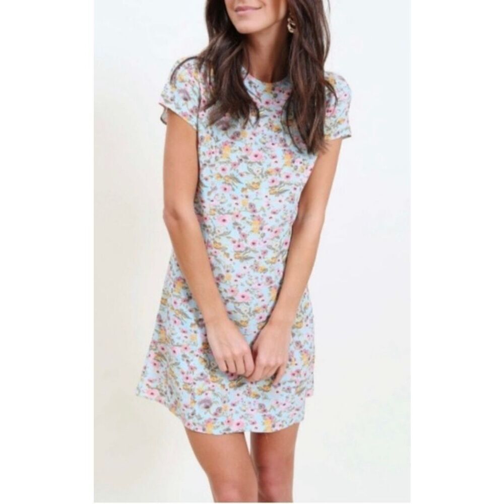 NWOT SOMETHING NAVY Easy Flirty Minidress Chalk Romantic Floral Mini Dress Small